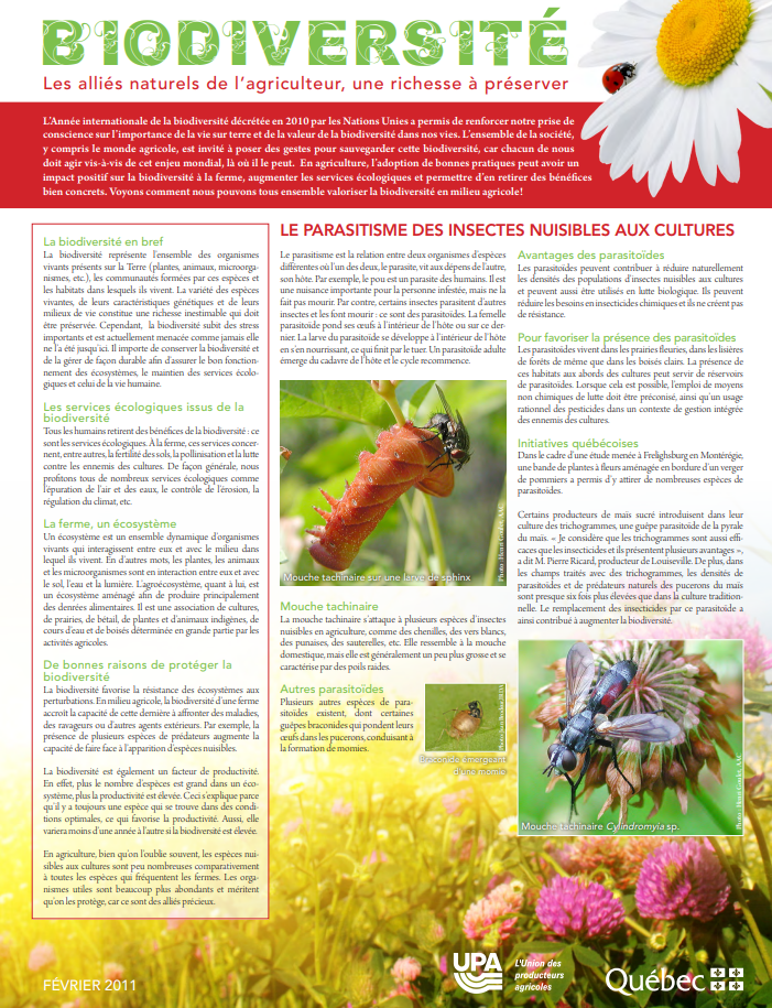 Guide Biodiversité, MAPAQ - MDDEP - MRNF - UPA