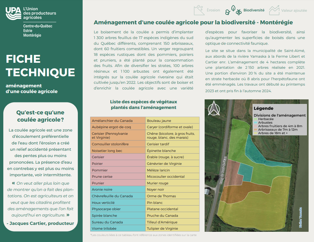 Fiche technique coulée Montérégie UPA